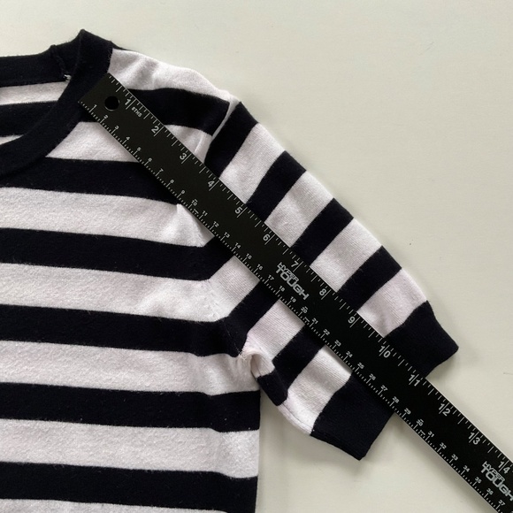 Zara Women’s Striped Short Sleeve Knit Top Sz M Classic Black & White Minimalist - Picture 6 of 7